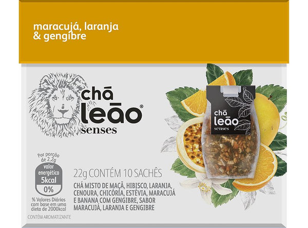 Chá Leão Senses - Maracujá, Laranja e Gengibre 10 Sachês