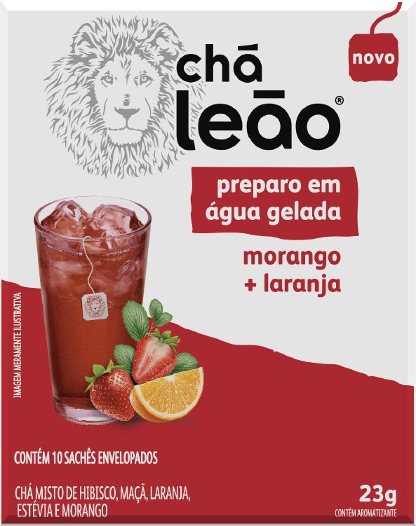Chá Leão Água Gelada - Morango E Laranja 10 Sachês
