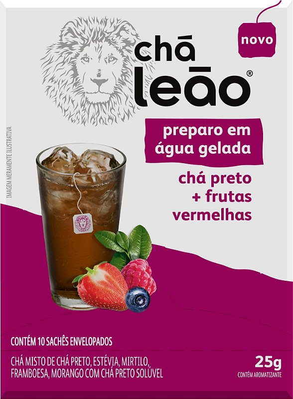Chá Leão Água Gelada - Chá Preto e Frutas Vermelhas 10 Sachês