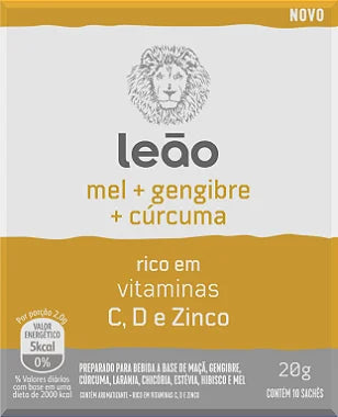 Chá Leão Vitamínico Mel, Gengibre e Cúrcuma - 10 Sachês
